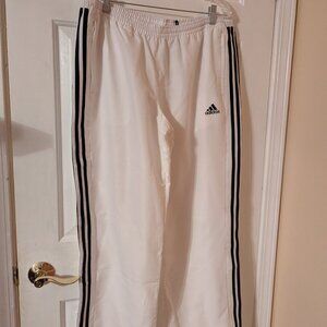 White Adidas Track Pants with Black Stripes ~ New with tags